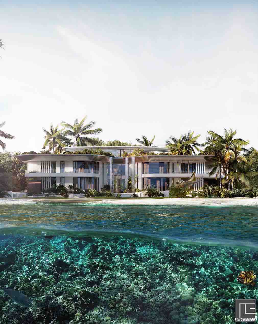 Villa Stingray nằm trên những hòn đảo dễ nhận biết nhất ở Dubai, chiếm 2 địa điểm trong một nhánh của quần đảo nhân tạo này